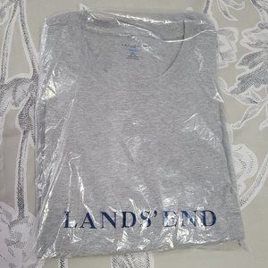 Lands' End Heavy 100% Cotton Gray Super T Shirt  Size XL NWT